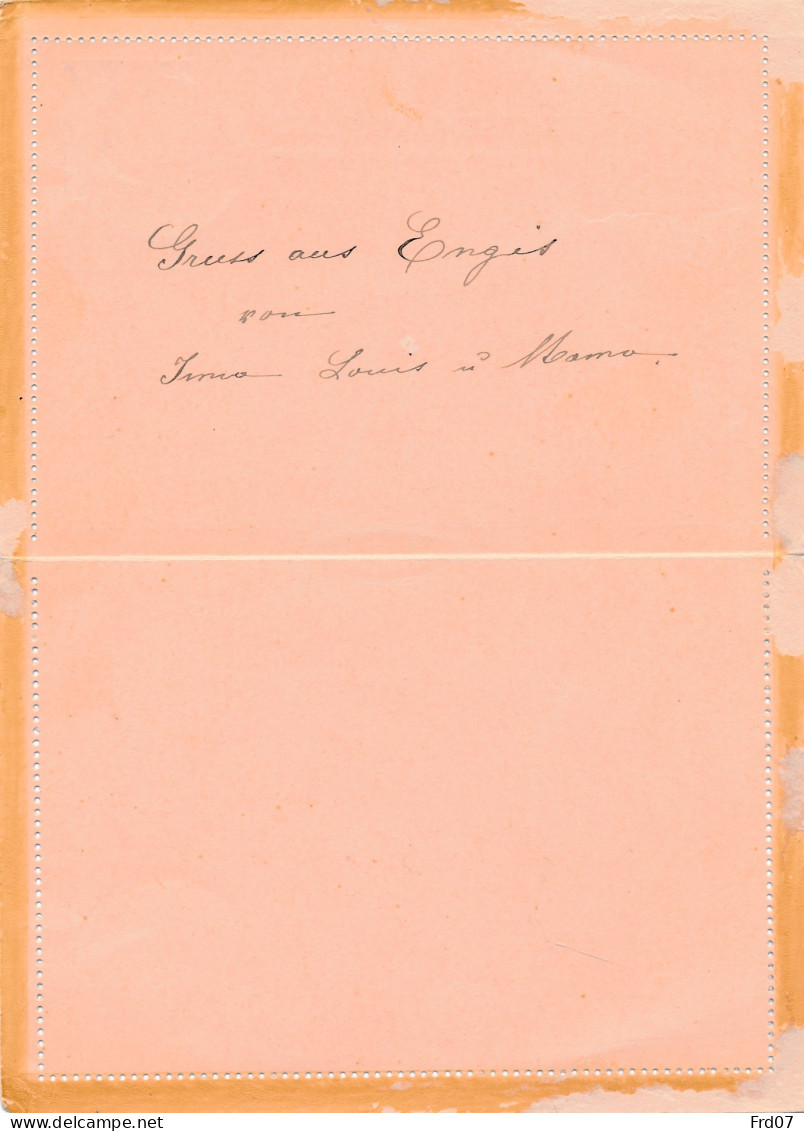 Carte Lettre 2 Pour L’étranger 20 Cent – Engis 27 Mars 1894 Vers Spandau – Perforation B  - Cartas-Letras