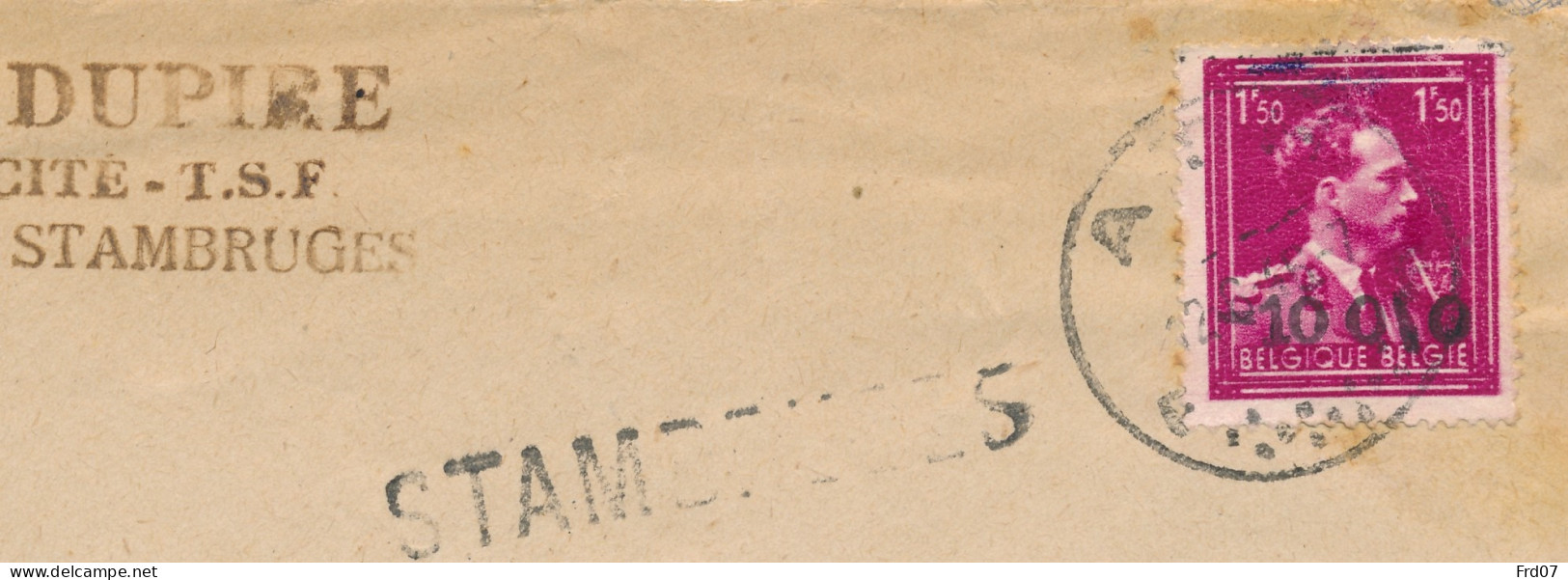 724N Sur Lettre Avec Griffe Stambruges Via Ath Vers Bruxelles 12-6-1946  - 1946 -10%