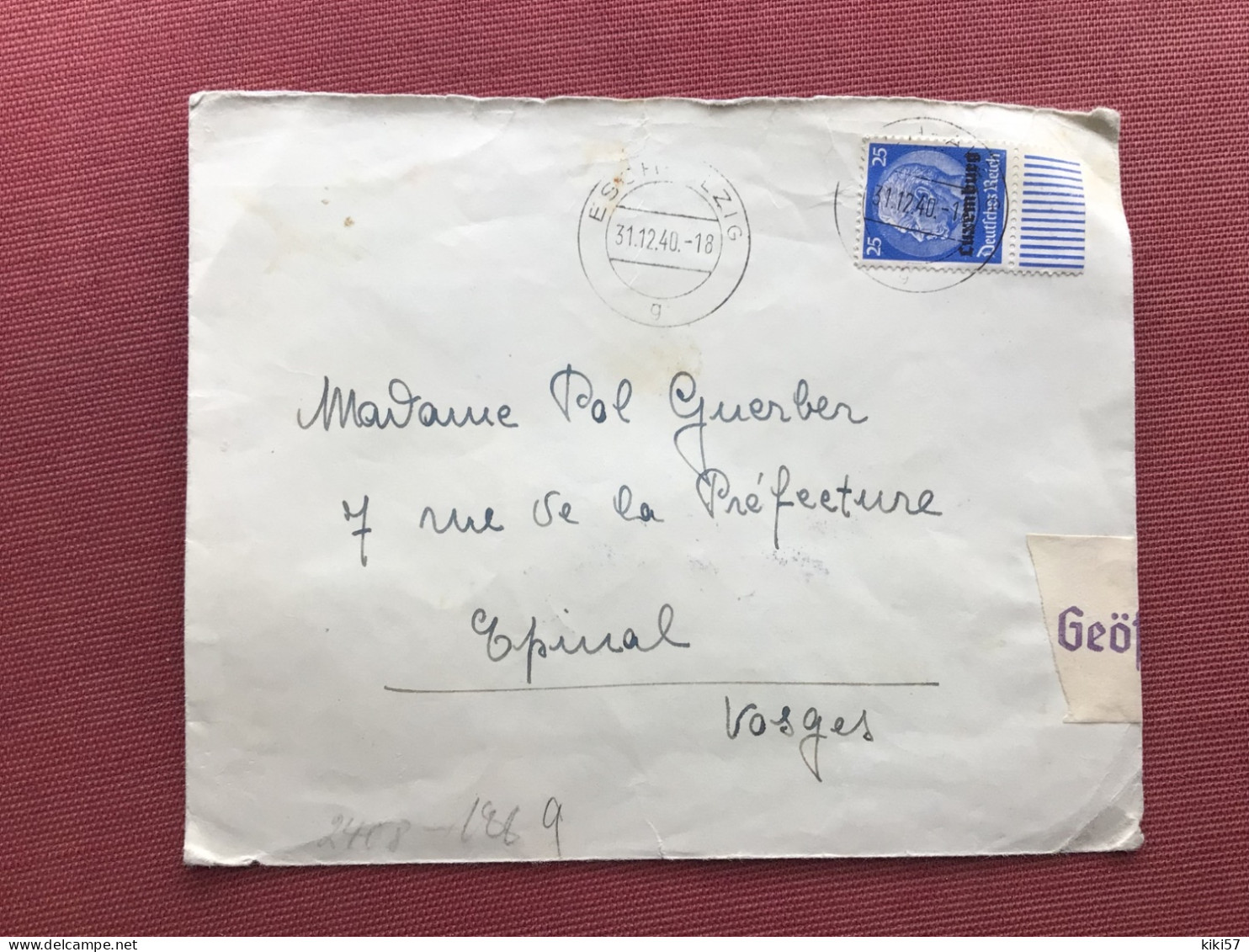 LUXEMBOURG Enveloppe 1940 Pour ÉPINAL - Bezetting