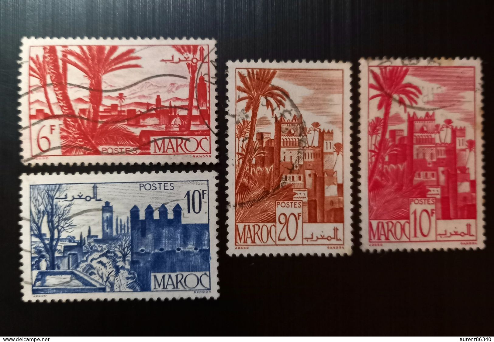 Maroc Poste Française 1947 -1949 Views Of The City - Modèle: Josso - Usados