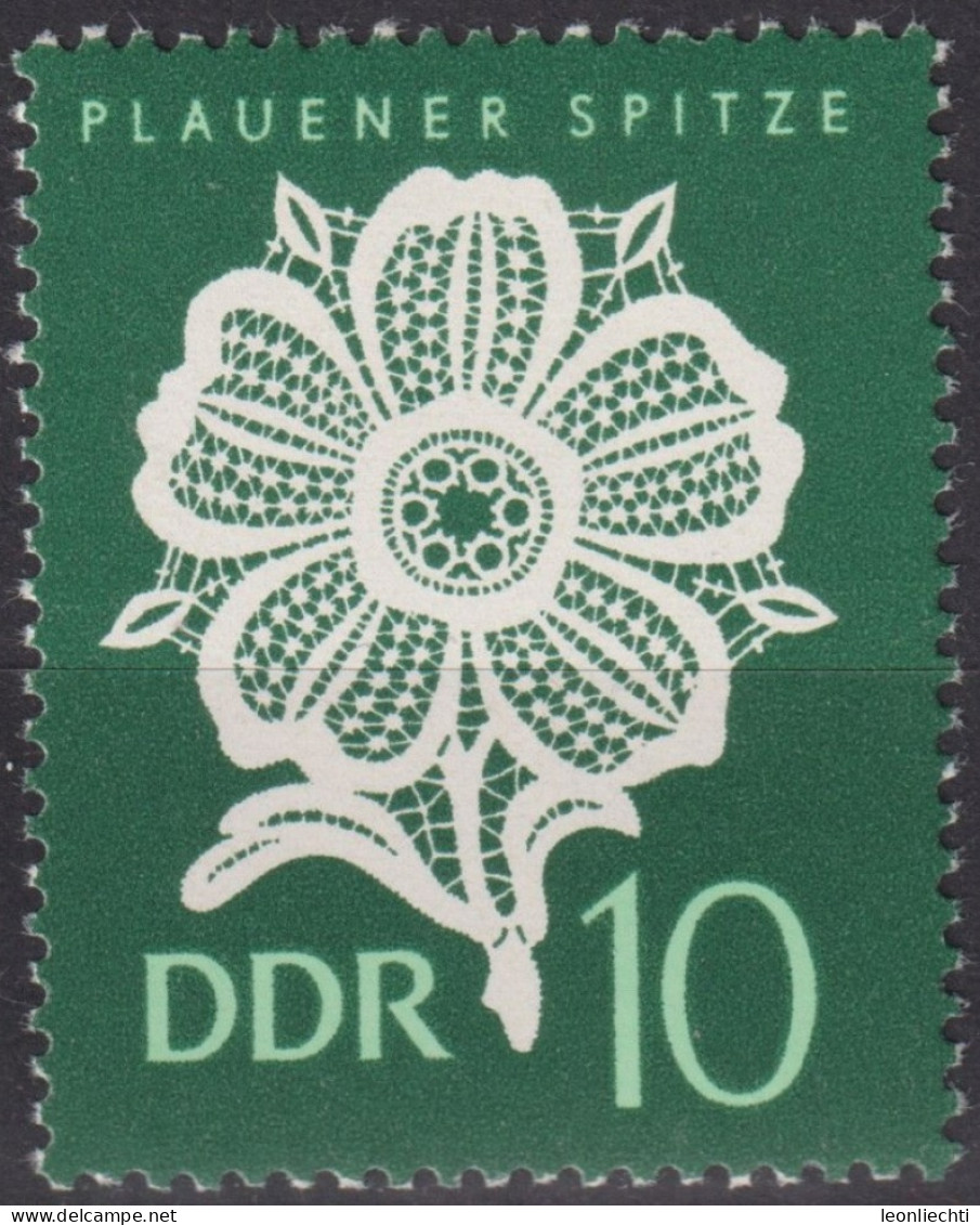 1966 DDR, ** Mi:DD  1185, Yt:DD 876, Plauener Spitze, Blütenmuster - Textile