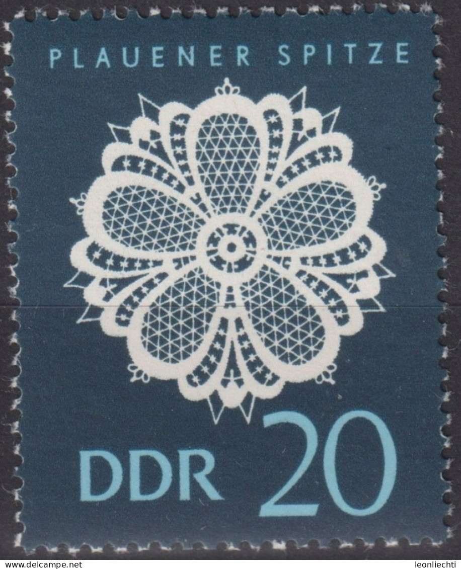 1966 DDR, ** Mi:DD 1186, Yt:DD 877, Plauener Spitze, Blütenmuster - Textile