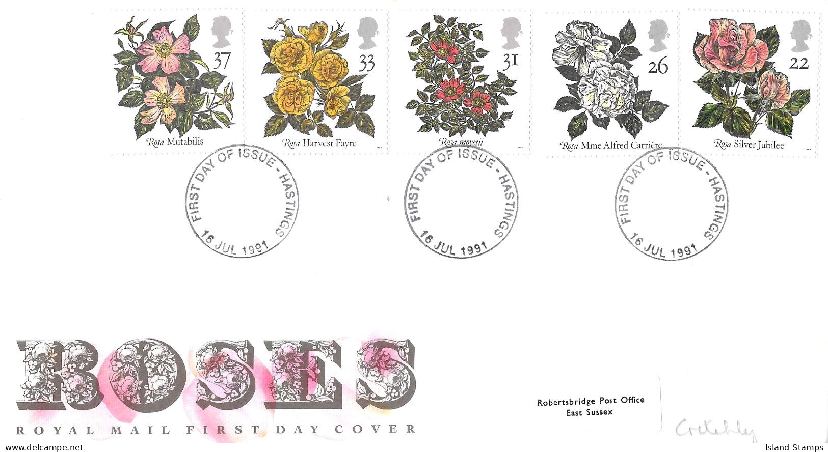 1991 Roses Addressed FDC Tt - 1991-2000 Decimal Issues