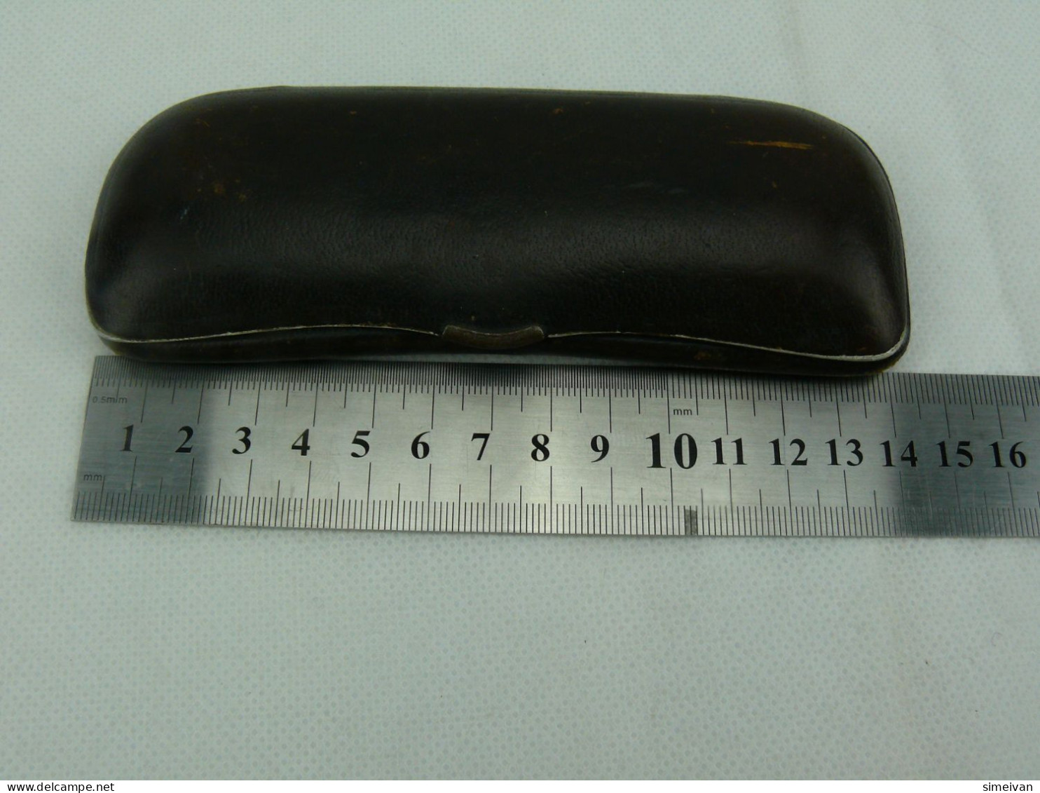 Vintage OPTAL Eyeglasses Case Aluminum with Brown Leather #2310