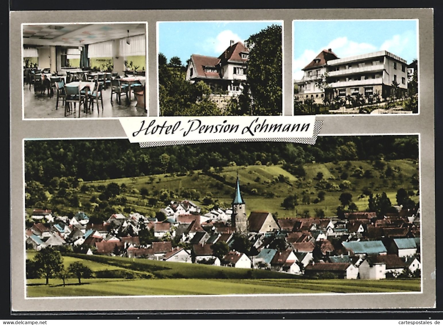 AK Kürnbach Bei Bretten, Hotel-Pension Lehmann, Ortsansicht Aus Der Vogelschau  - Bretten