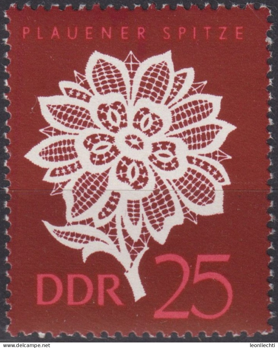 1966 DDR, ** Mi:DD 1187, Yt:DD 878, Plauener Spitze, Blütenmuster - Textile