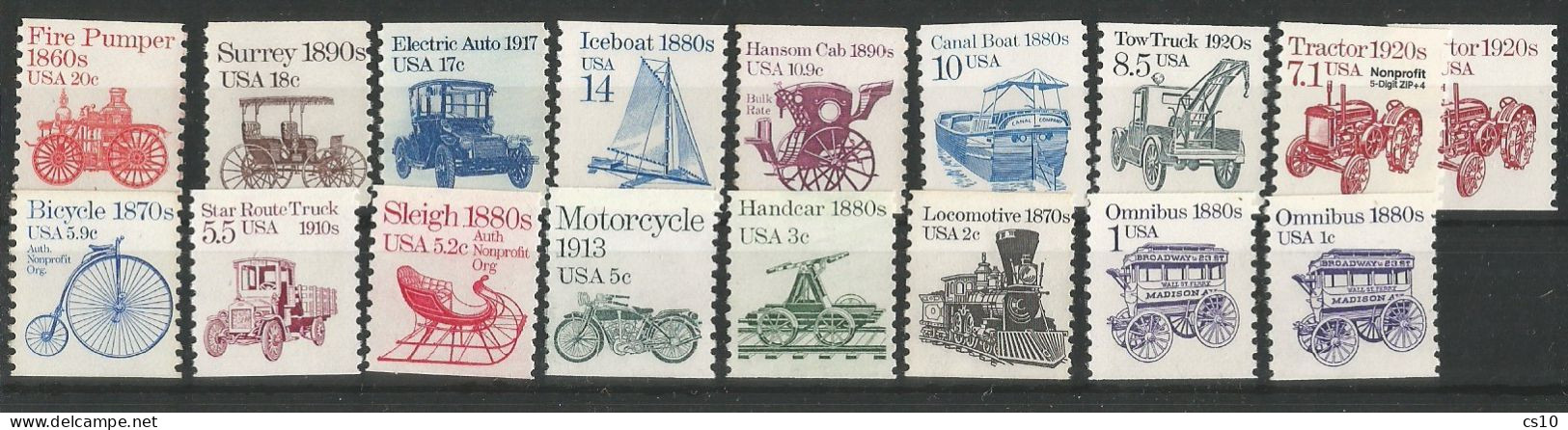 USA 1980 Transportation - Partial Set MNH - 17v - Coils & Coil Singles