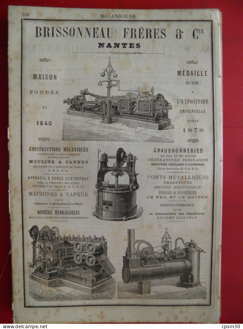 PUB 1884 - Mécanique B Buffaud & Robatel Rue Baraban 69 Lyon, Brisseau 44 Nantes - Publicités