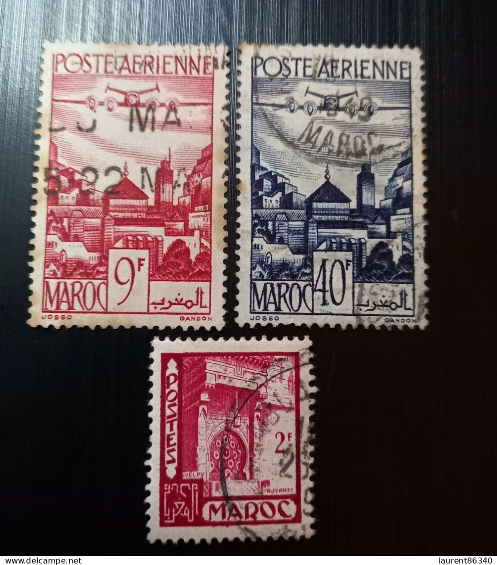 Maroc Poste Française 1947 Airmail - Plane Over Cities & 1949 -1951 Views Of The City - Used Stamps