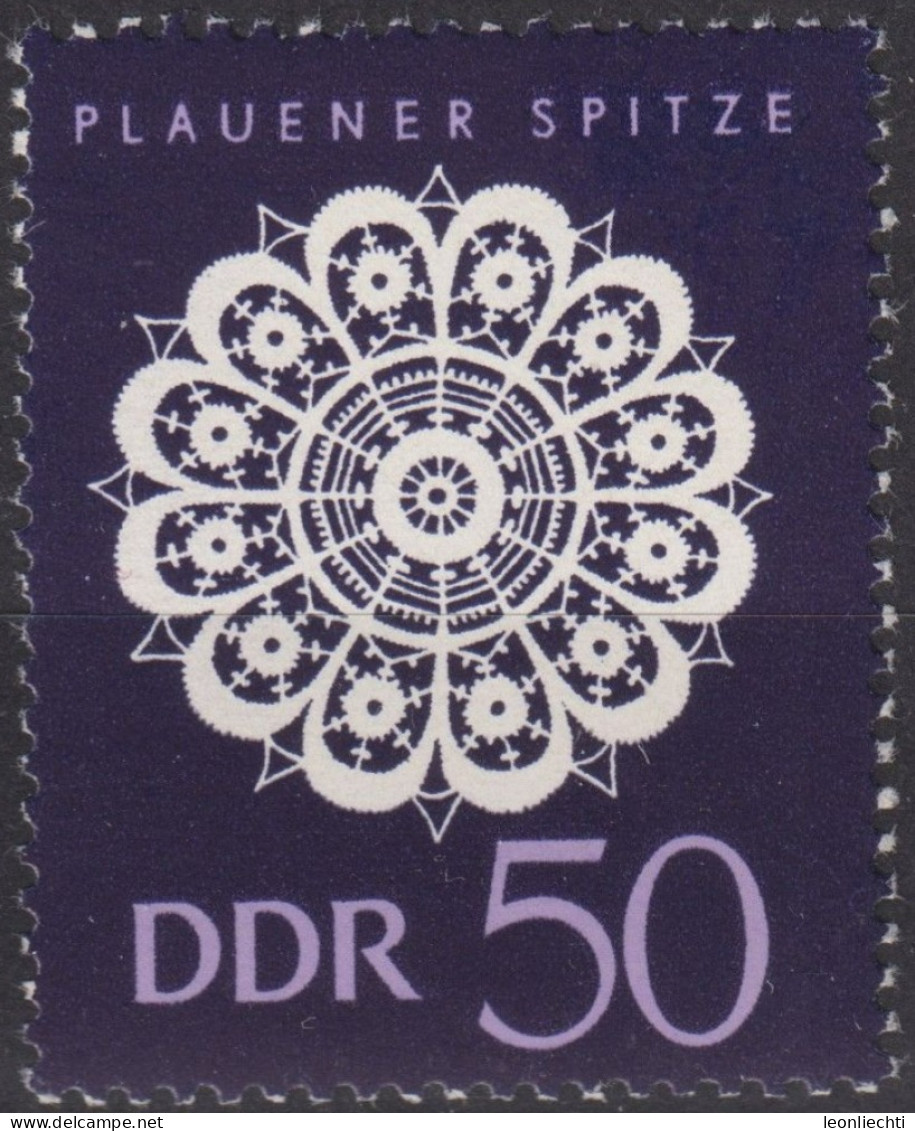 1966 DDR, ** Mi:DD 1188, Yt:DD 879, Plauener Spitze, Blütenmuster - Textile