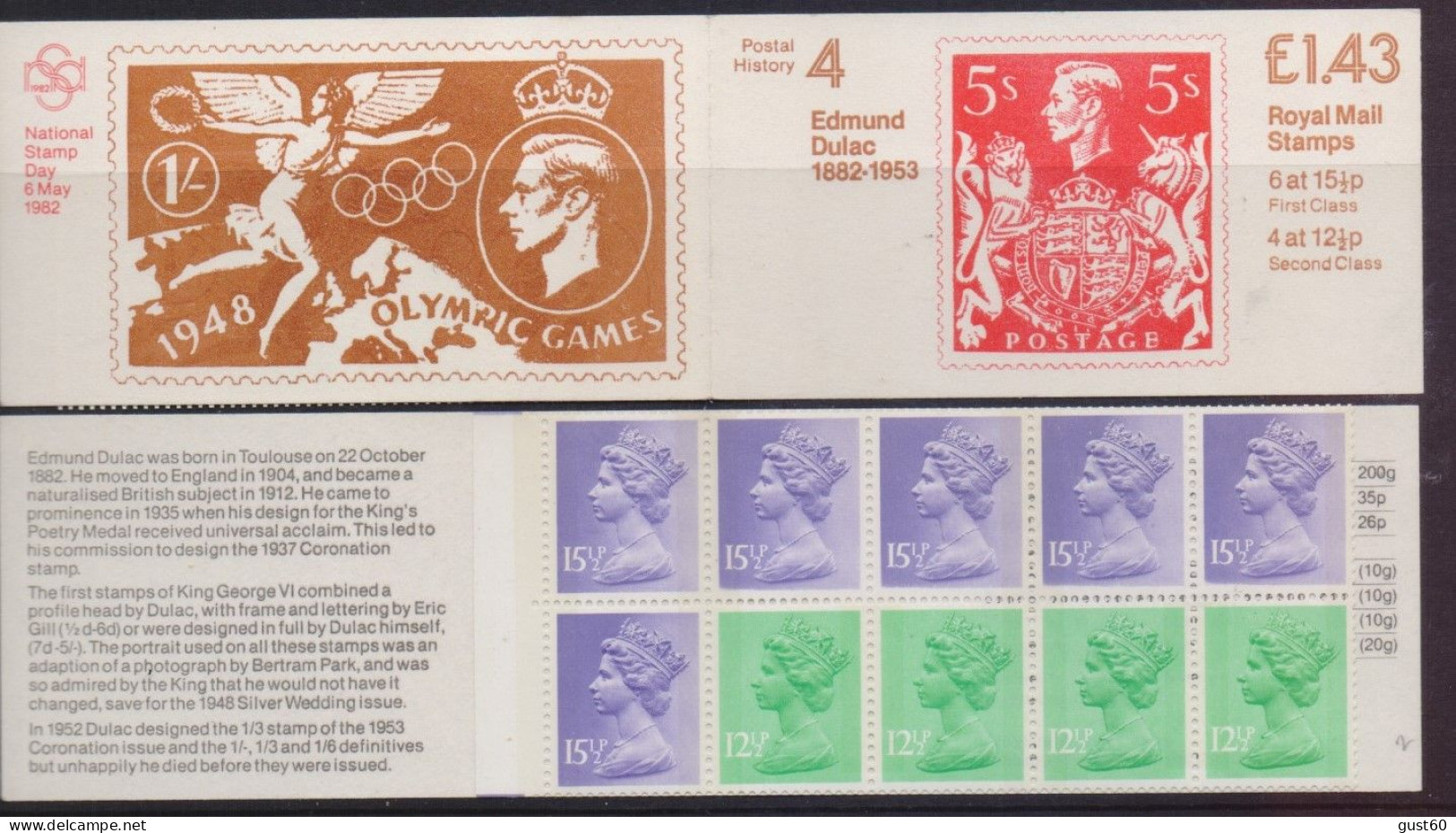 1982 £ 1,43 Dulac Booklet Inverted Bands (12-1/2 On 15-1/2) - Booklets