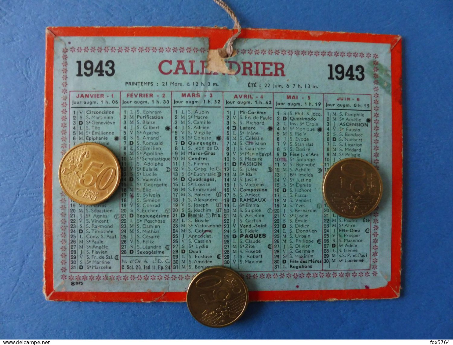 WW2 / CALENDRIER / POILU CAMPAGNE DE FRANCE / ORIGINAL / 05 - Petit Format : 1941-60