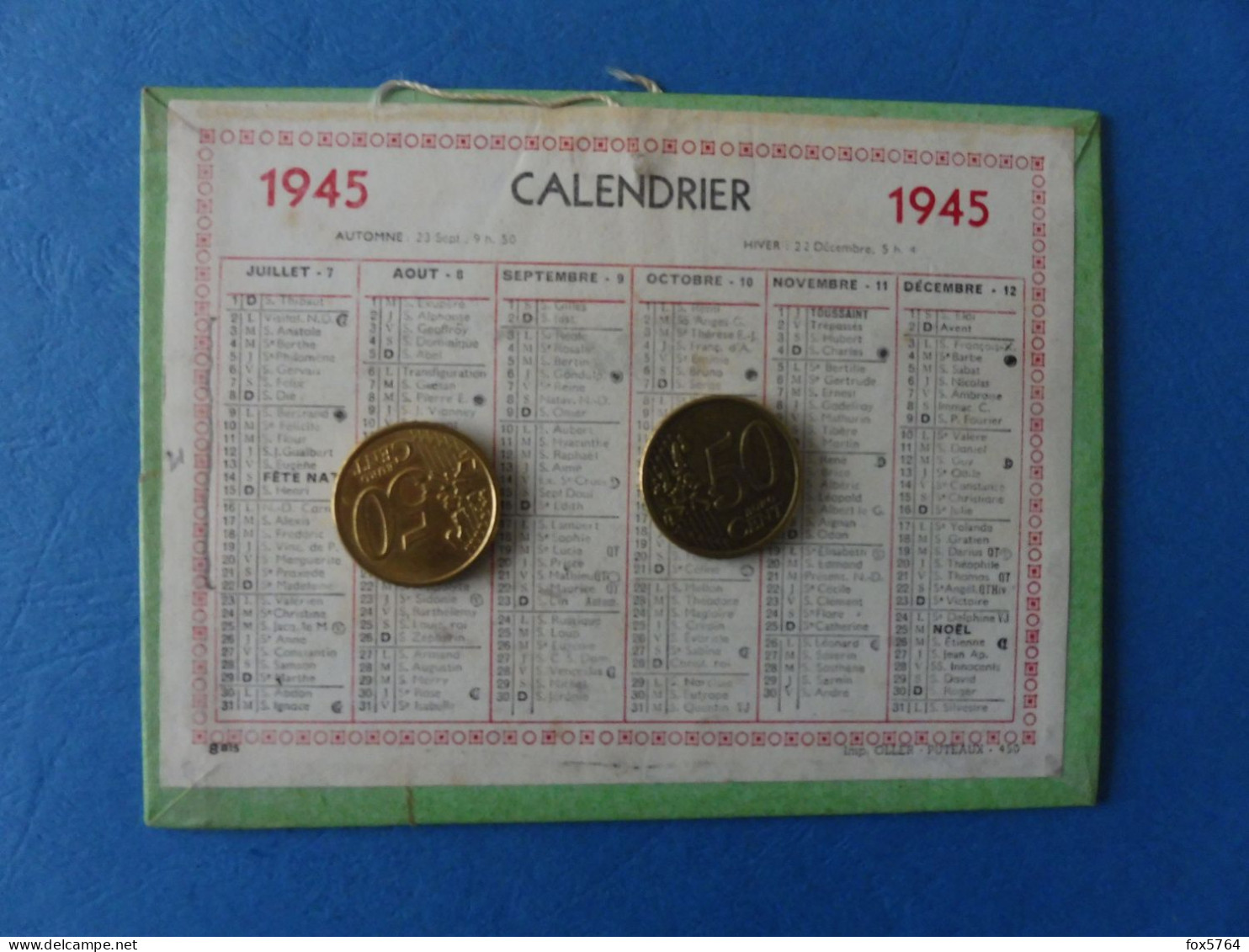 WW2 / CALENDRIER / POILU CAMPAGNE DE FRANCE / ORIGINAL / 07 - Kleinformat : 1941-60