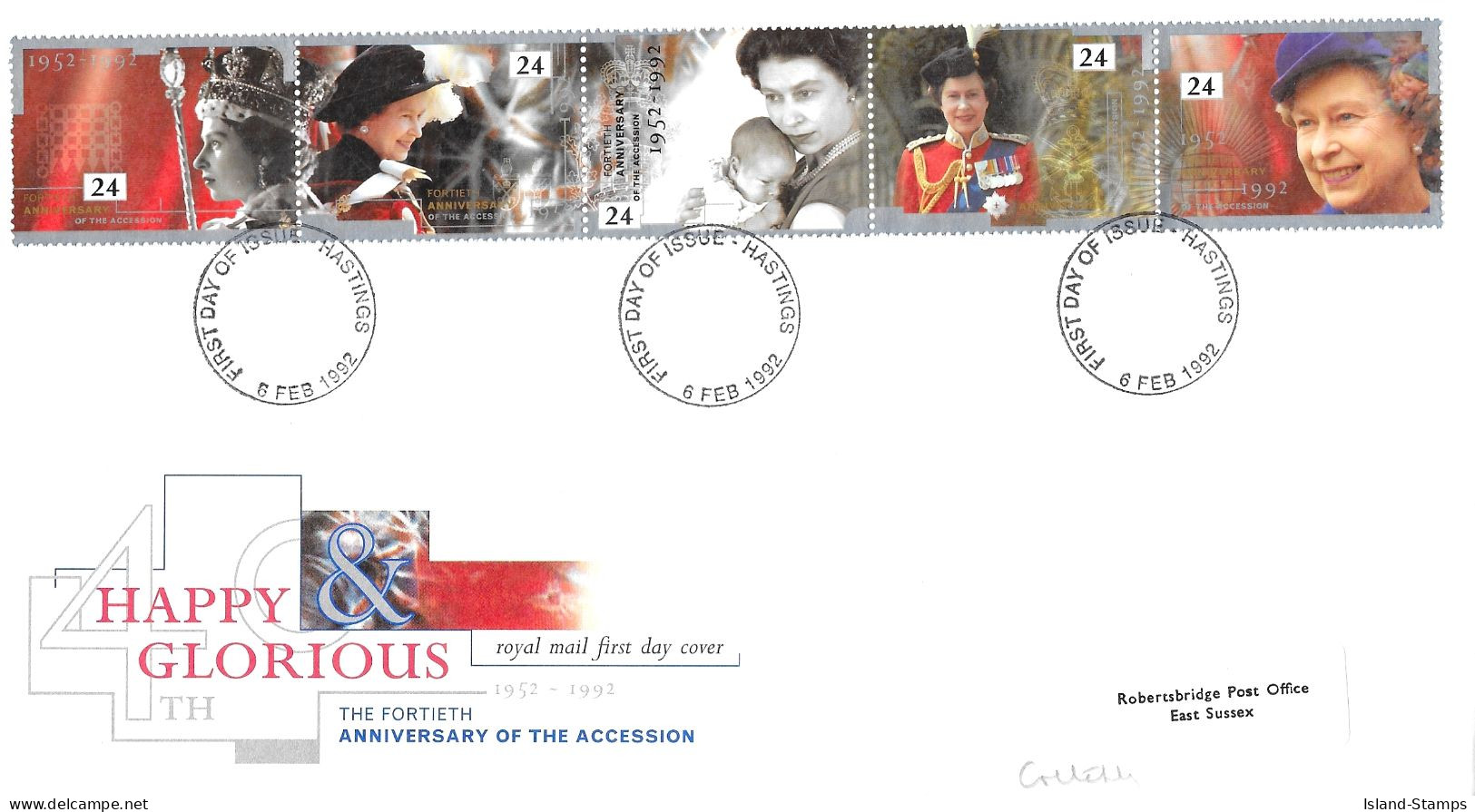 1992 Queen's Accession Addressed FDC Tt - 1991-2000 Dezimalausgaben