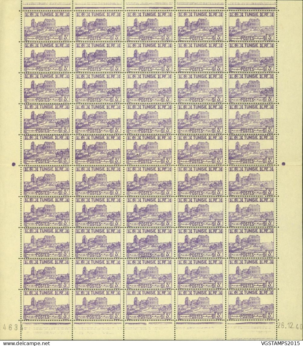 Tunisie 1940- Colonie Française - Timbres Neufs. Yvert  Nr.: 220. Feuille De 50 Avec Coin Daté: 26/12/40.  (EB) AR-02091 - Neufs