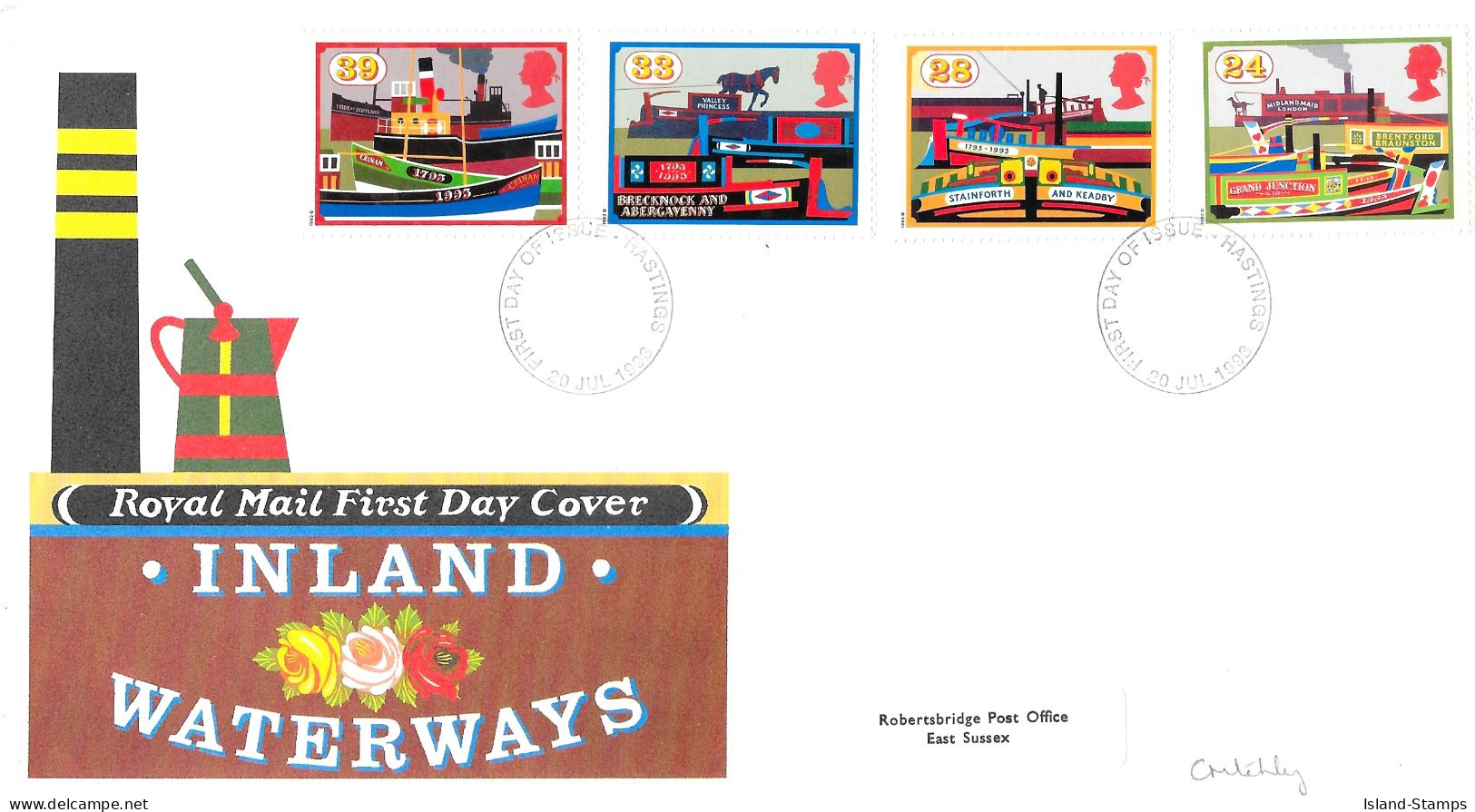 1993 Waterways (2) Addressed FDC Tt - 1991-2000 Decimal Issues