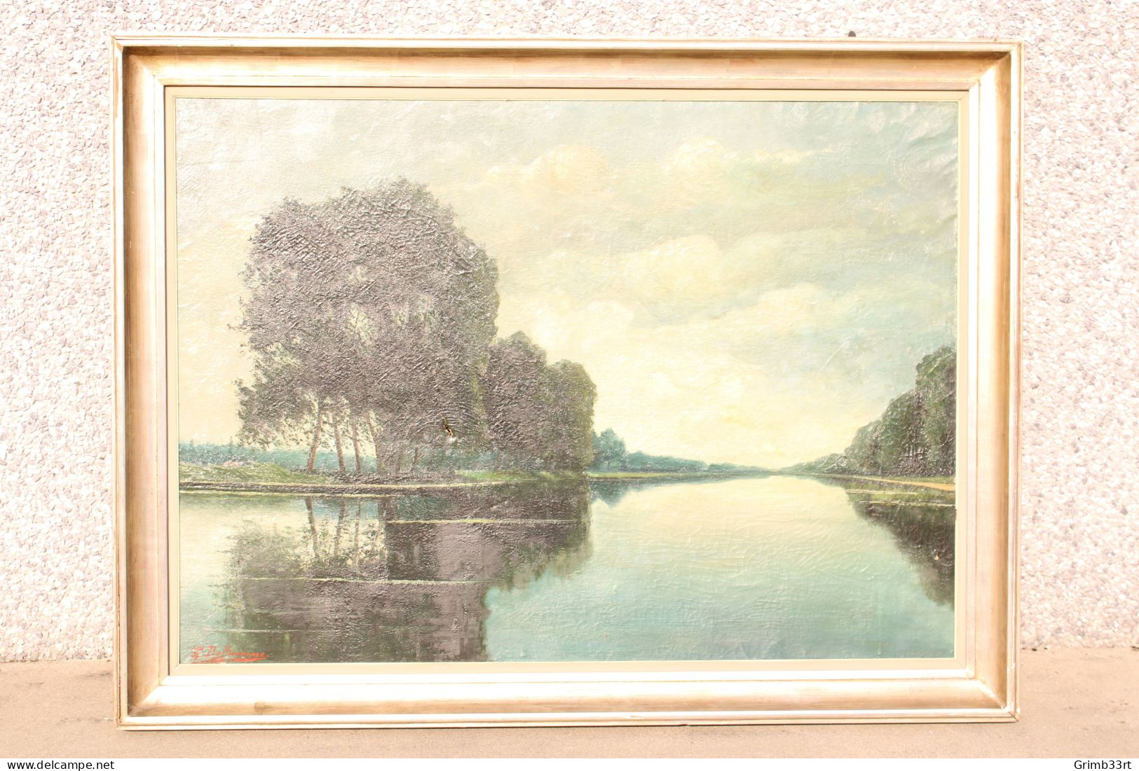 Gaston DE BIEMME (XIX-XX) - Au Bord Du Canal - Olie Op Doek - 104 X 143 Cm - Huiles