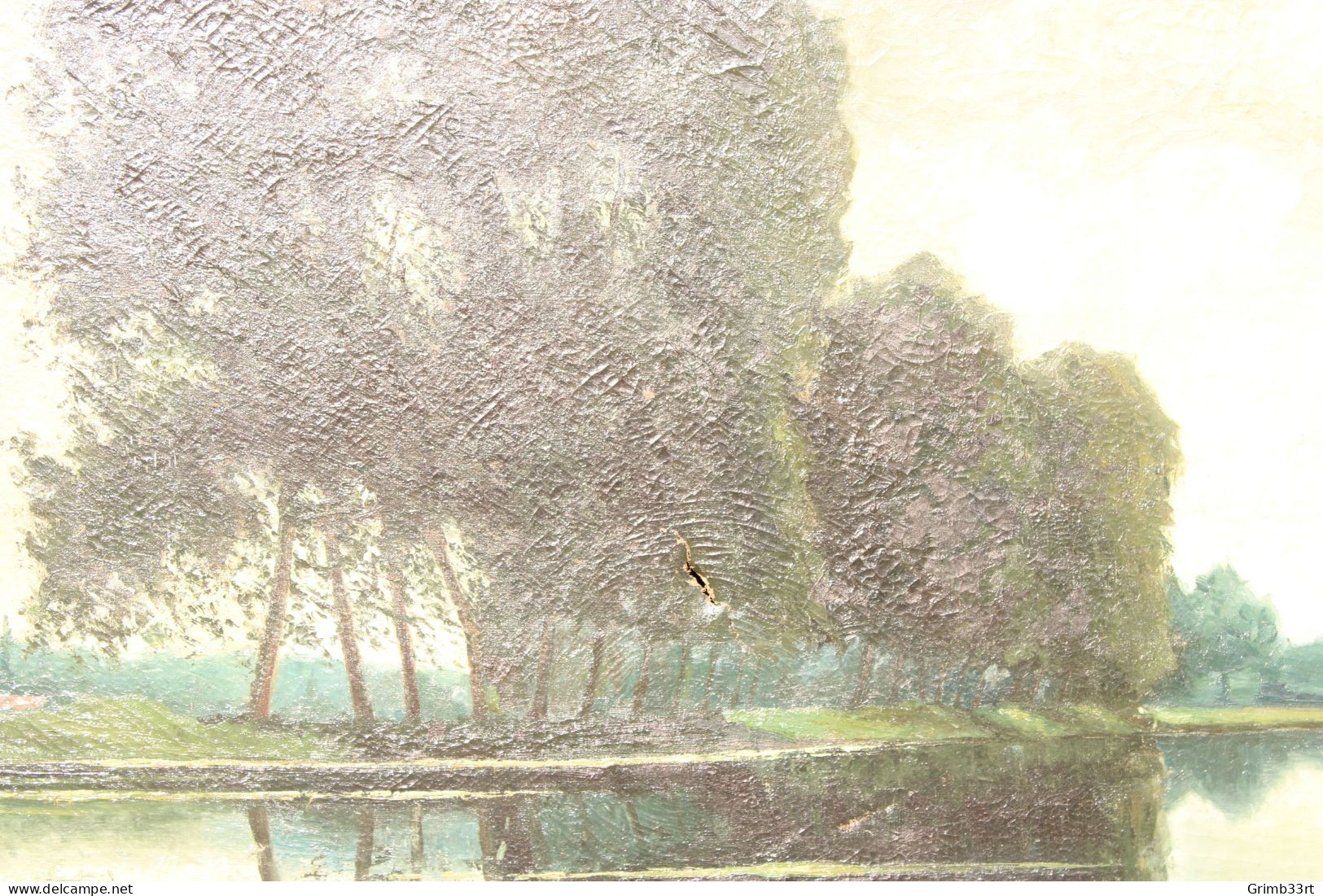 Gaston DE BIEMME (XIX-XX) - Au bord du canal - Olie op doek - 104 x 143 cm