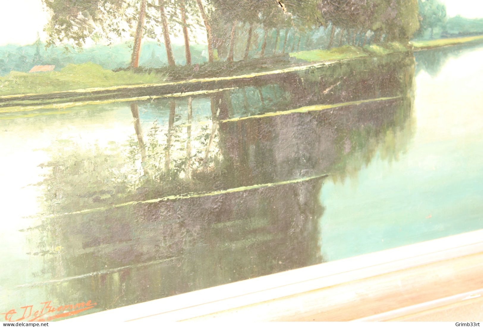 Gaston DE BIEMME (XIX-XX) - Au bord du canal - Olie op doek - 104 x 143 cm