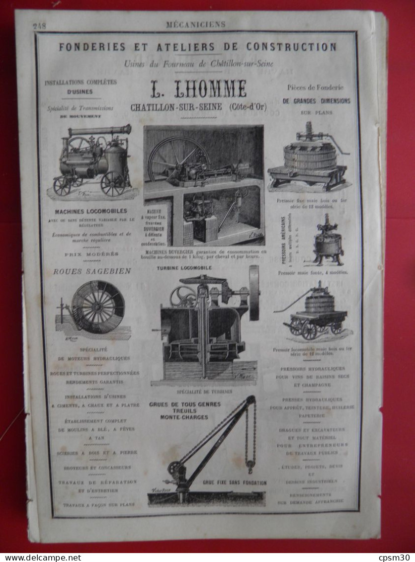 PUB 1884 - Installation Usine Machine Bois De Teinture & Tannage E Ricard 76 Le Havre, Atelier Construction L Lhomme 21 - Publicités