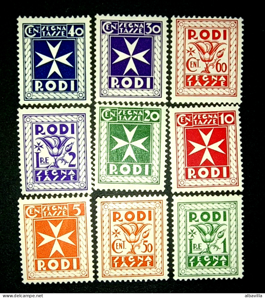 FRANCOBOLLI Segnatasse Rodi 1934 COLONIE ITALIANE-EGEO-serie Completa 9 Valori - Egée