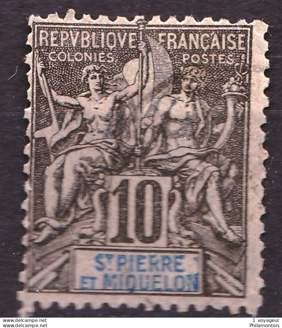 SPM - 63 - 10c Noir/lilas - Neuf Sans Gomme - Très Bel Aspect - Unused Stamps