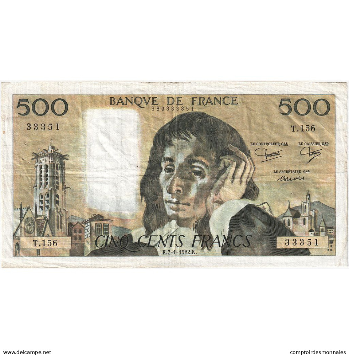 France, 500 Francs, Pascal, 1982, T.156, TTB, Fayette:71.26, KM:156e - 500 F 1968-1993 ''Pascal''