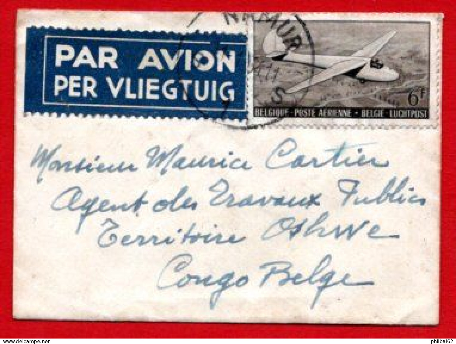 Belgique. Petite Lettre Avec PA 28 De Namur Vers Oshwe - Congo Belge. - Briefe U. Dokumente