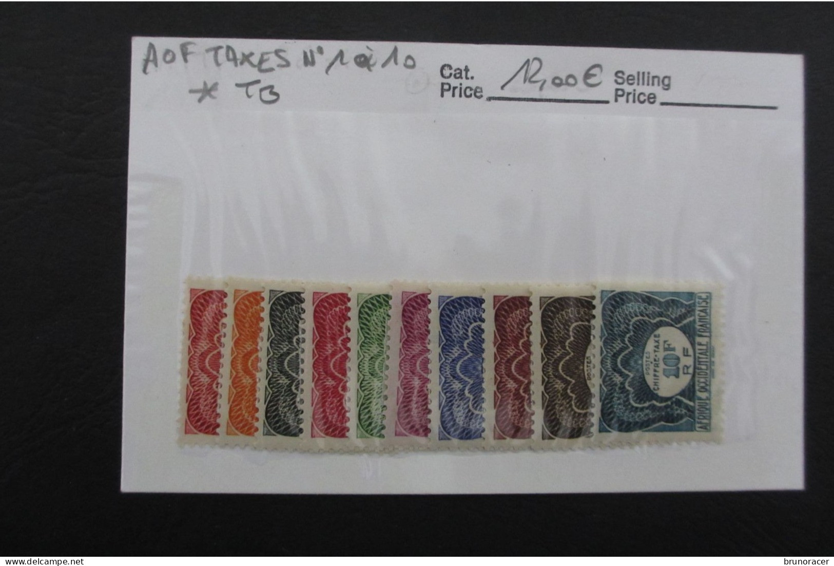 LOT A.O.F. TAXES N°1 à 10 NEUF* TB COTE 12 EUROS VOIR SCANS - Unused Stamps