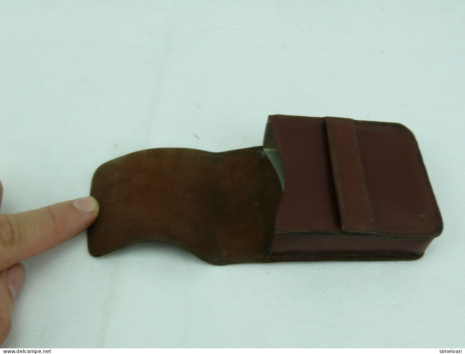 Vintage Brown Leather Case 6.5cm/ 5.5cm #2322 - Altri & Non Classificati