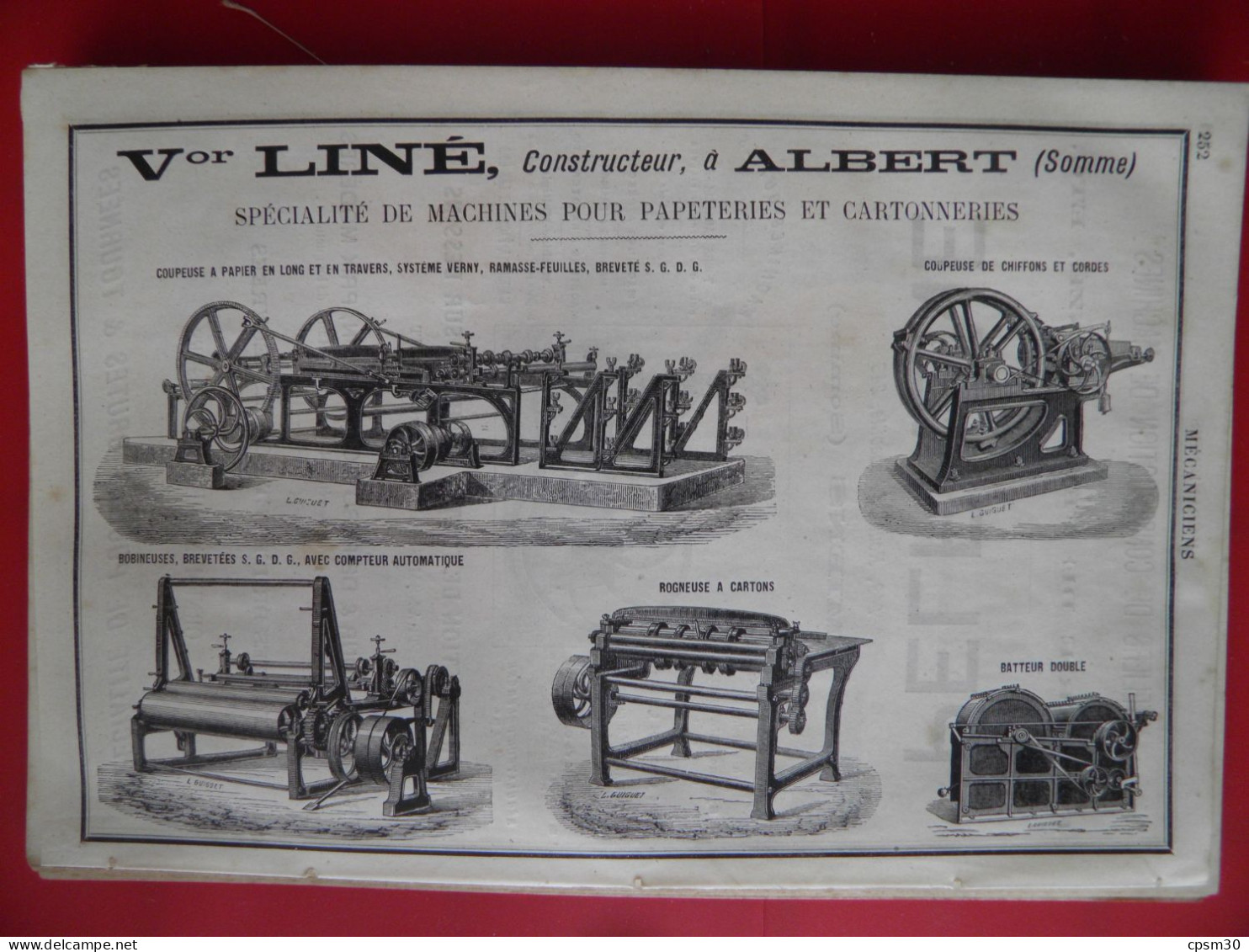 PUB 1884 - Machine Papiers Cartons V Liné 80 Albert, Fonderie Fer Bronze Pelfréne Rte D'Abbeville 80 Amiens - Publicités