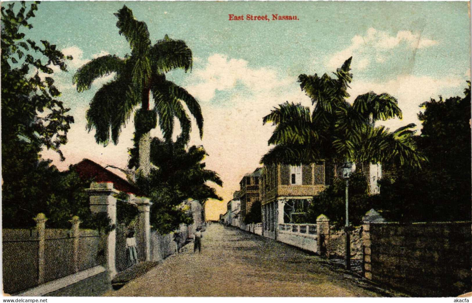 PC BAHAMAS CARIBBEAN NASSAU EAST STREET Vintage Postcard (b52219) - Bahama's