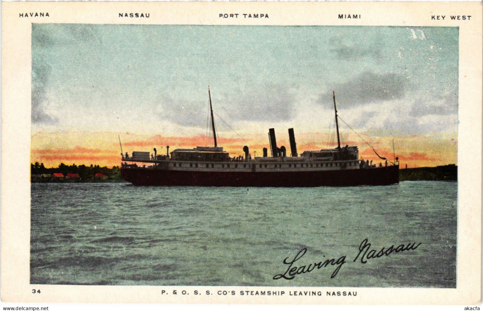 PC BAHAMAS CARIBBEAN NASSAU P. & O.S.S. CO'S STEAMSHIP Vintage Postcard (b52217) - Bahamas