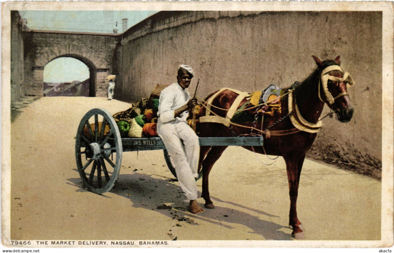 PC BAHAMAS CARIBBEAN NASSAU THE MARKET DELIVERY Vintage Postcard (b52204) - Bahama's