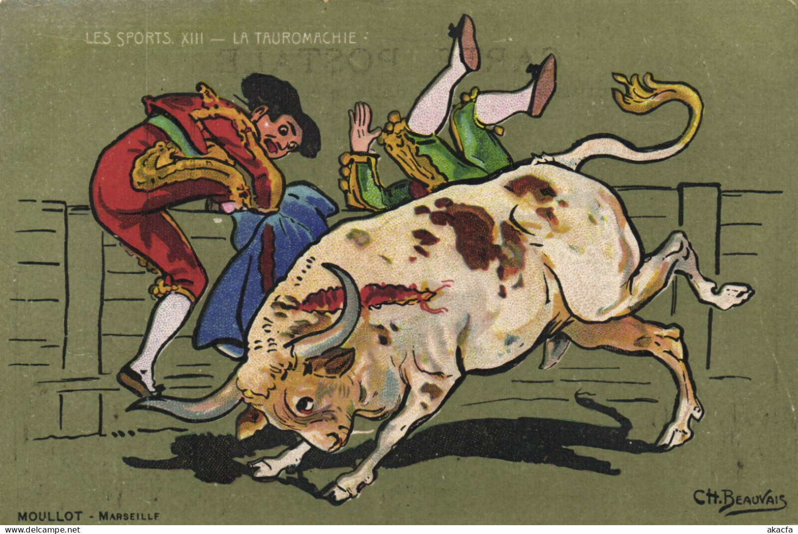 PC ARTIST SIGNED, CH. BEAUVAIS, SPORTS, TAUROMACHIE, Vintage Postcard (b52194) - Beauvais