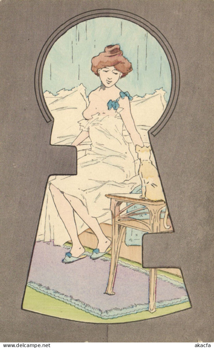 PC ARTIST SIGNED, MORIN, ART NOUVEAU, RISQUE, LADY, Vintage Postcard (b52167) - Morin, Henri