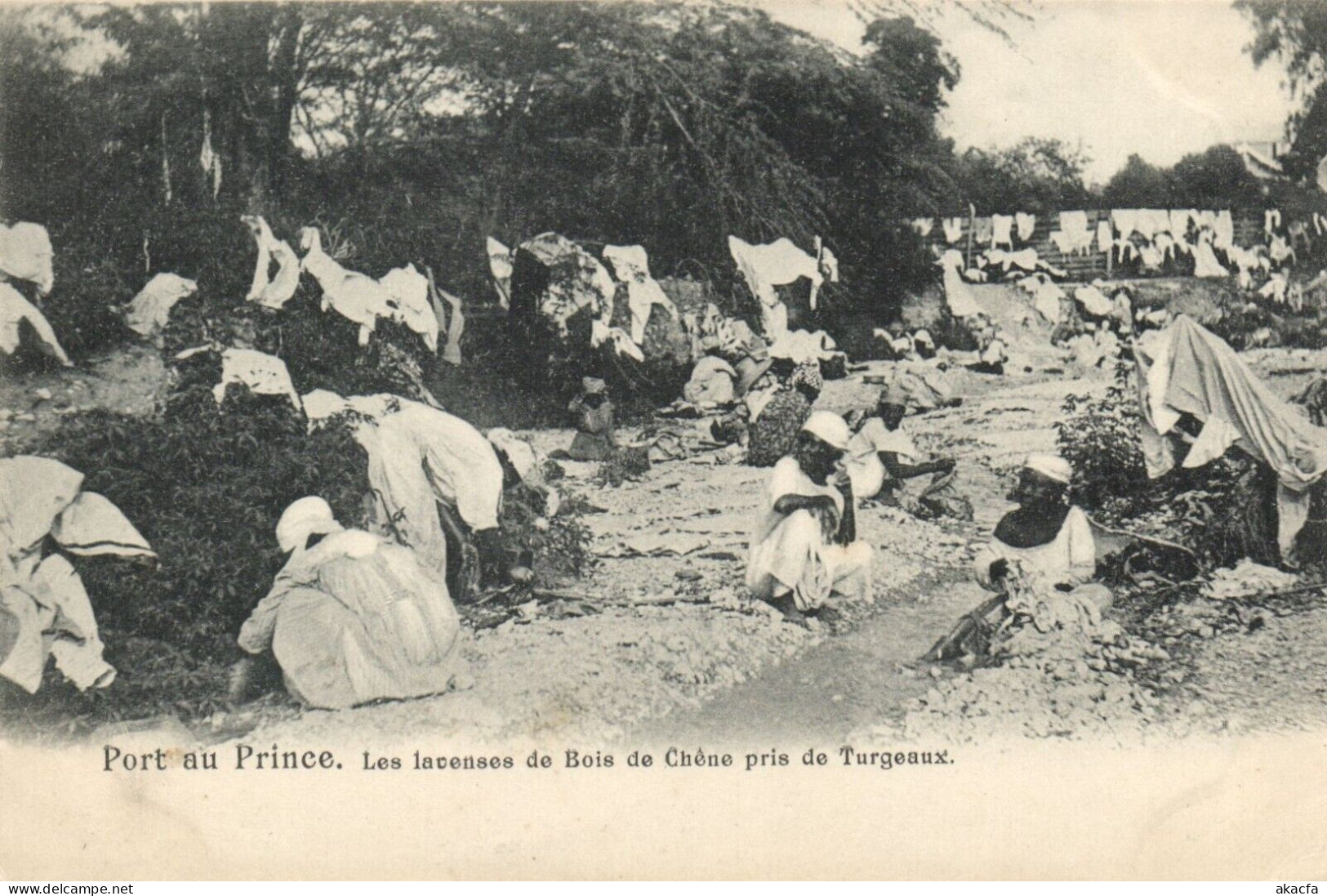 PC HAITI CARIBBEAN PORT-au-PRINCE LES LAVEUSES De BOIS Vintage Postcard (b52121) - Haiti