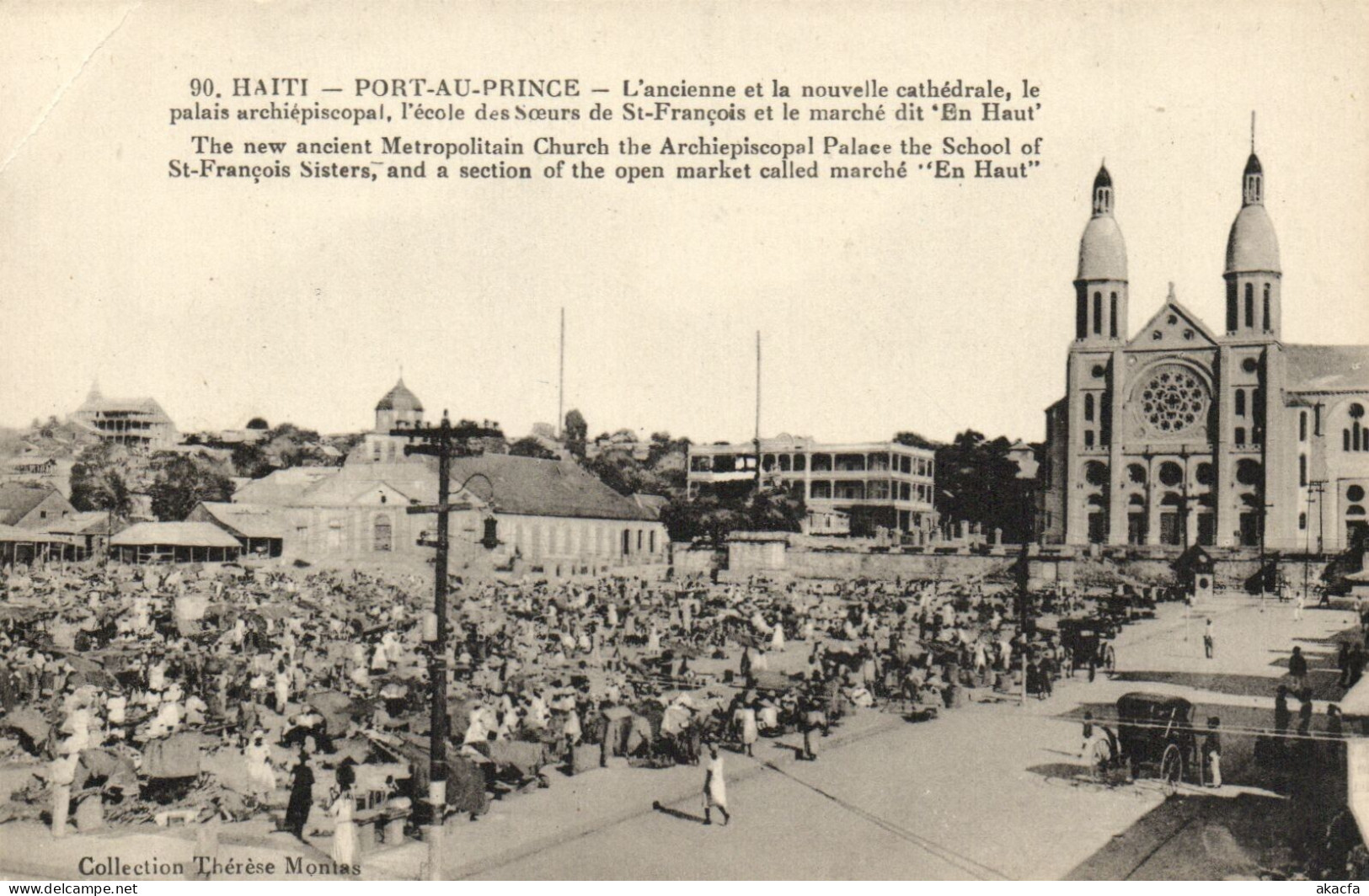 PC HAITI CARIBBEAN PORT-au-PRINCE CATHEDRALES Vintage Postcard (b52115) - Haiti