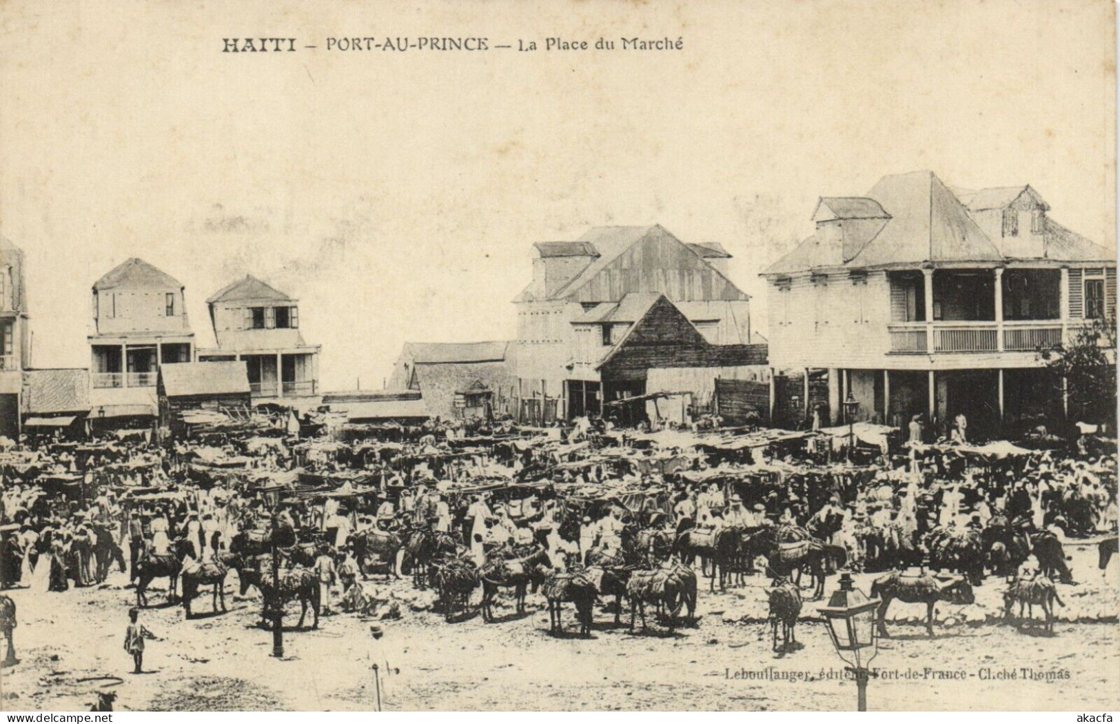 PC HAITI CARIBBEAN PORT-au-PRINCE PLACE DU MARCHE Vintage Postcard (b52093) - Haiti