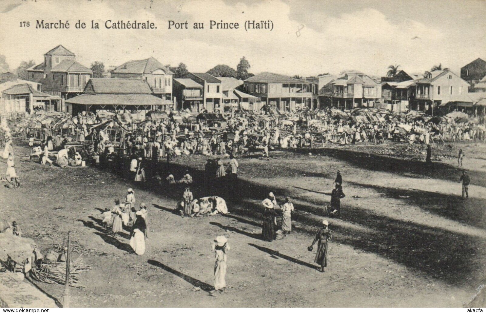 PC HAITI CARIBBEAN PORT-au-PRINCE MARCHE DE LA CATHEDRALE Vintage Pc. (b52092) - Haiti