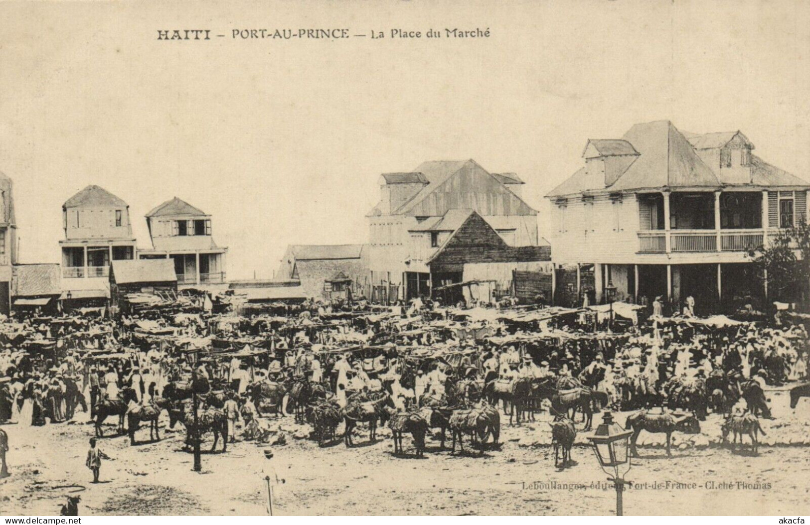 PC HAITI CARIBBEAN PORT-au-PRINCE PLACE DU MARCHE Vintage Postcard (b52084) - Haïti