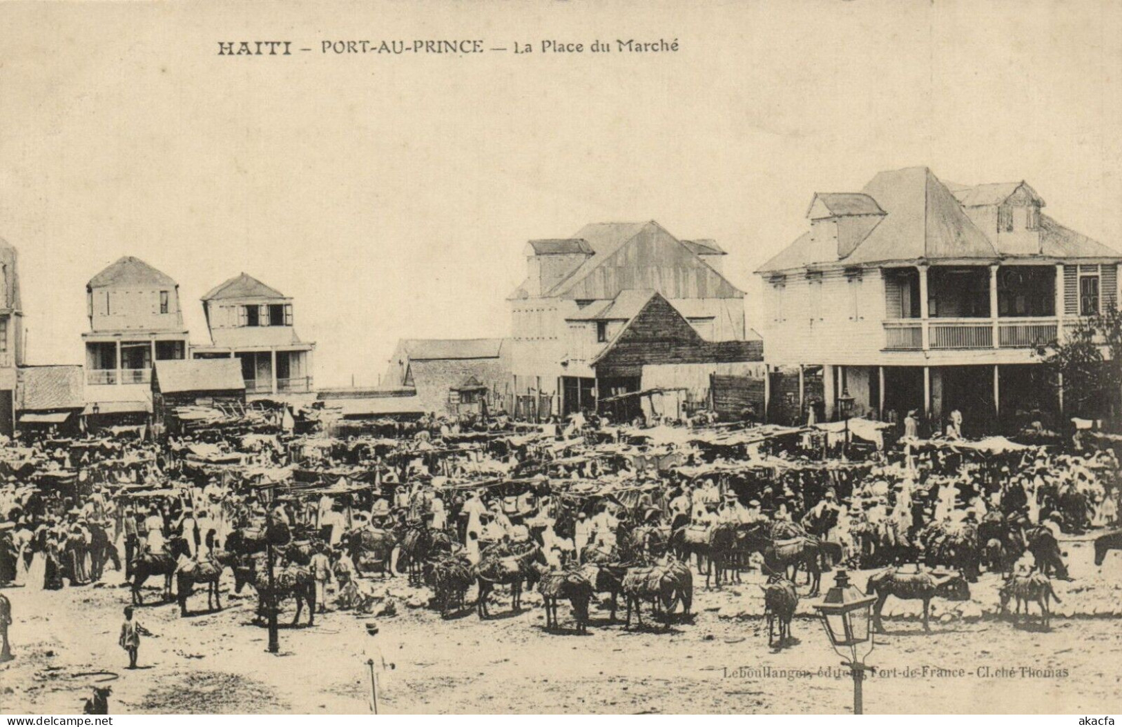 PC HAITI CARIBBEAN PORT-au-PRINCE PLACE DU MARCHE Vintage Postcard (b52084) - Haiti