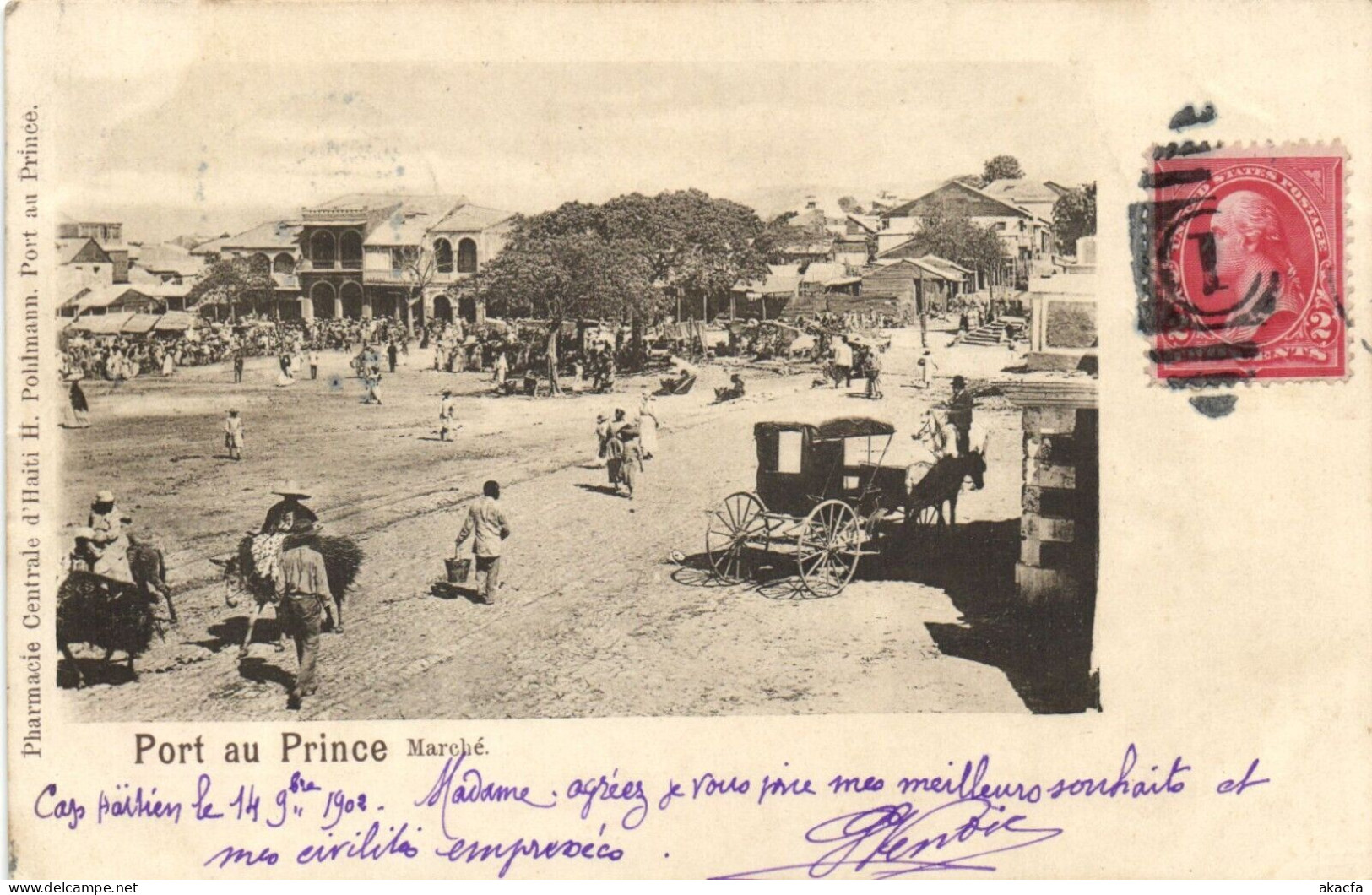 PC HAITI CARIBBEAN PORT-au-PRINCE MARKET Vintage Postcard (b52077) - Haiti