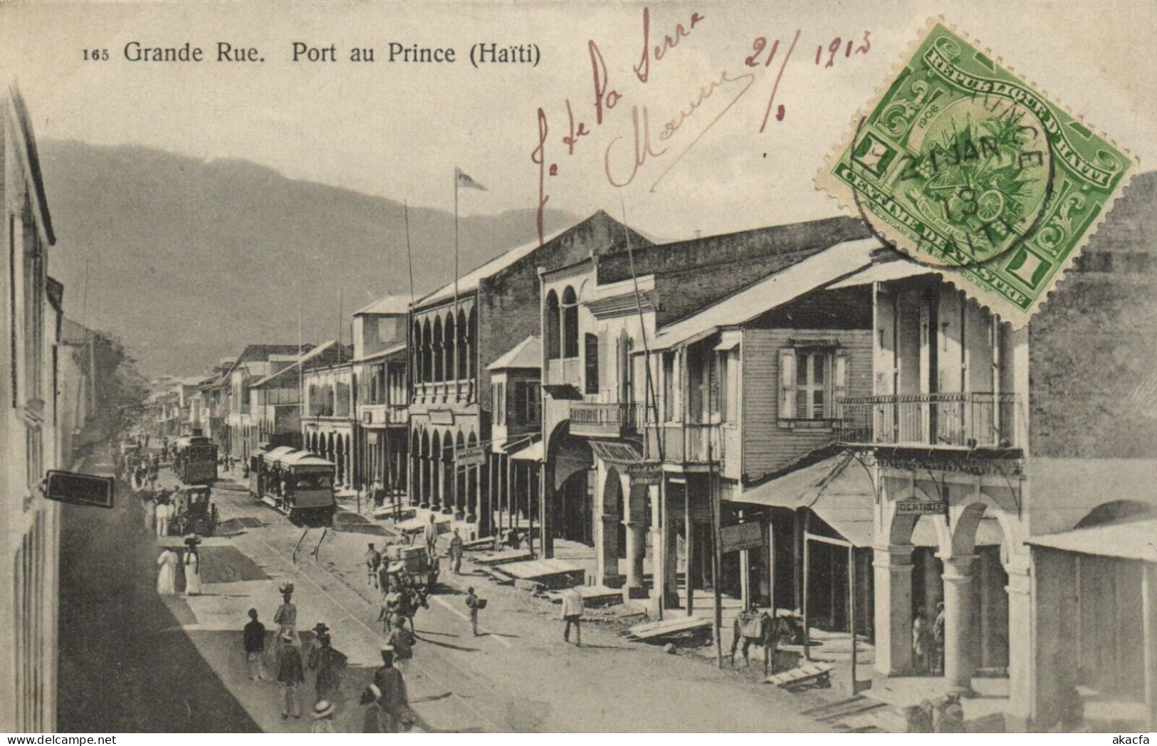 PC HAITI CARIBBEAN PORT-au-PRINCE GRANDE RUE Vintage Postcard (b52079) - Haiti