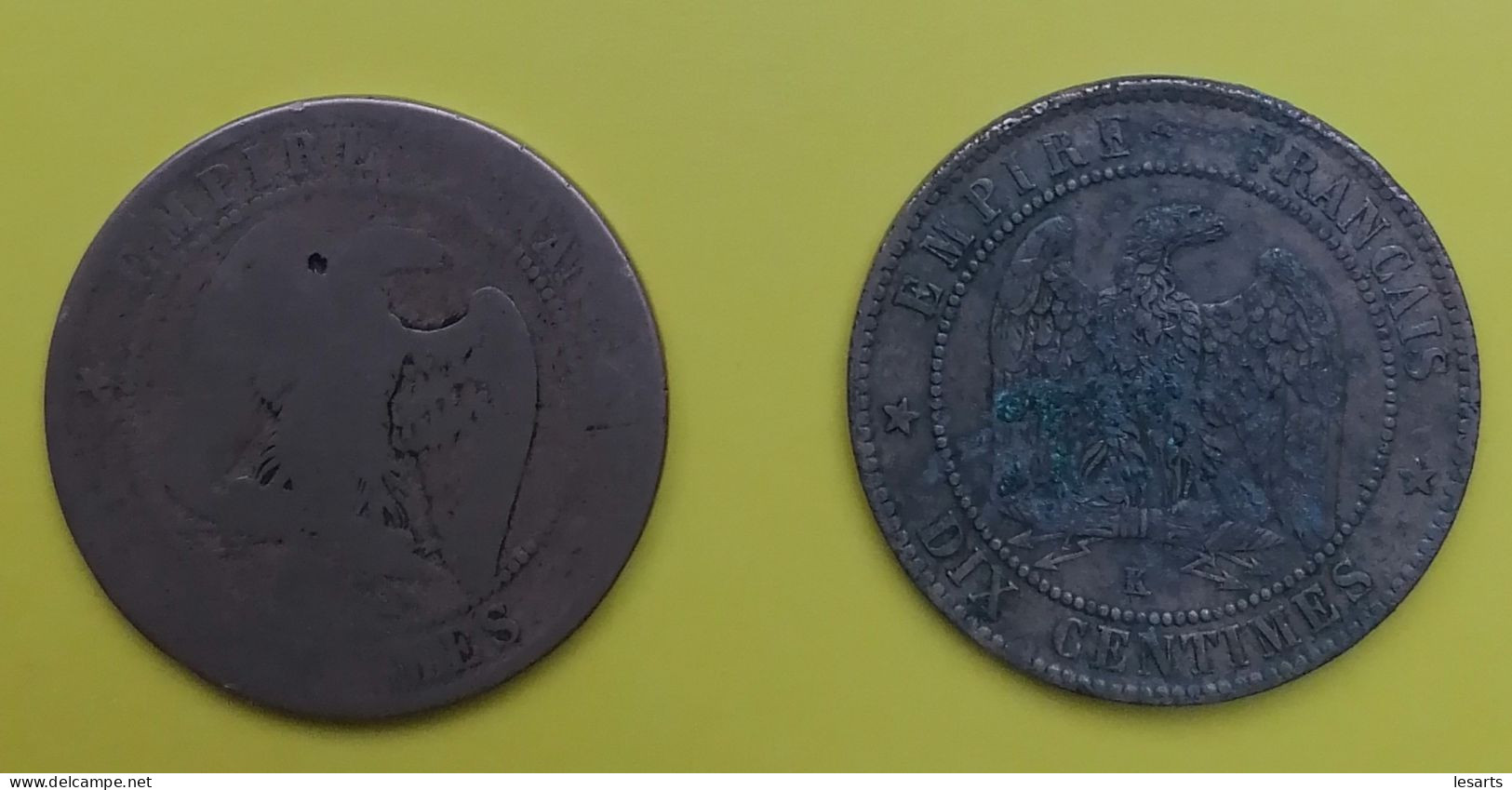 France. 10 Centimes. 2 Pièces. Napoléon III. 1861.K Bordeaux Et Pièce Satirique Défaite De Sedan. - 10 Centimes