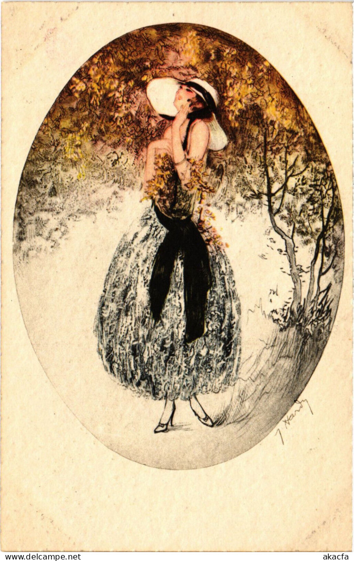 PC ARTIST SIGNED, HARDY, LADY IN THE FOREST, Vintage Postcard (b51808) - Hardy, Florence