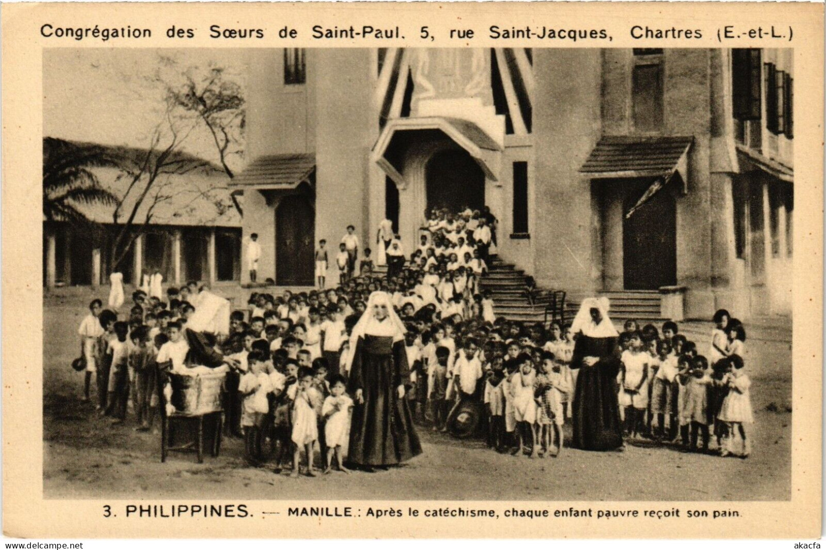 PC PHILIPPINES MANILA CHILDREN NUNS, Vintage Postcard (b52516) - Philippines