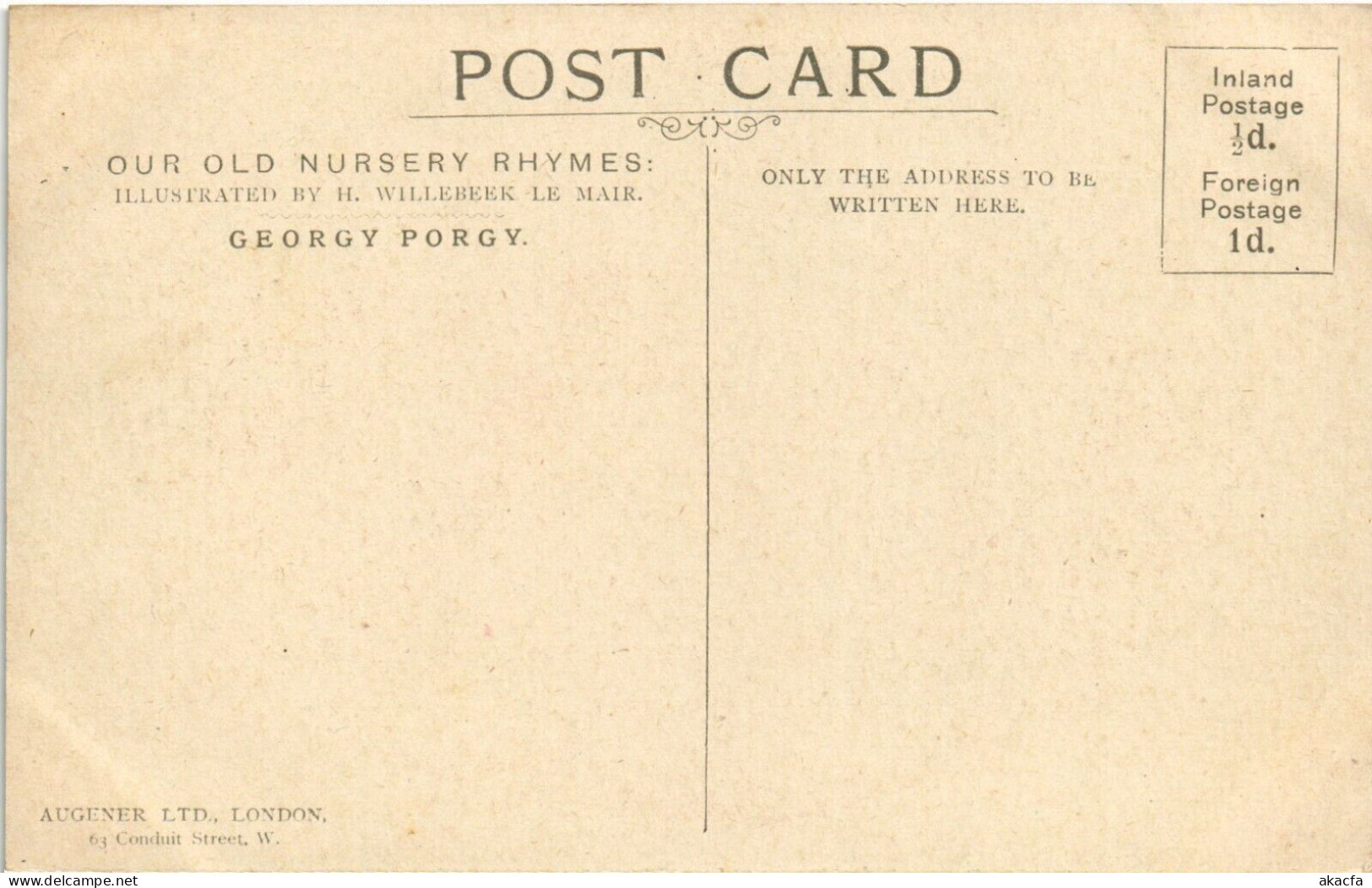 PC WILLEBEEK LE MAIR ARTIST SIGNED GEORGY PORGY, Vintage Postcard (b52498) - Le Mair