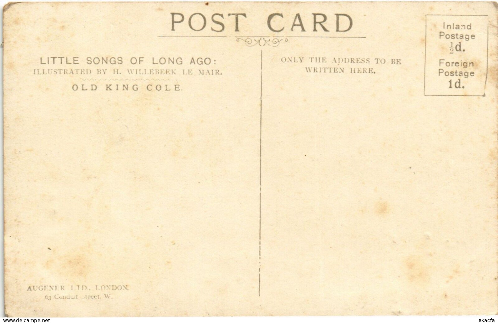 PC WILLEBEEK LE MAIR ARTIST SIGNED OLD KING COLE, Vintage Postcard (b52495) - Le Mair