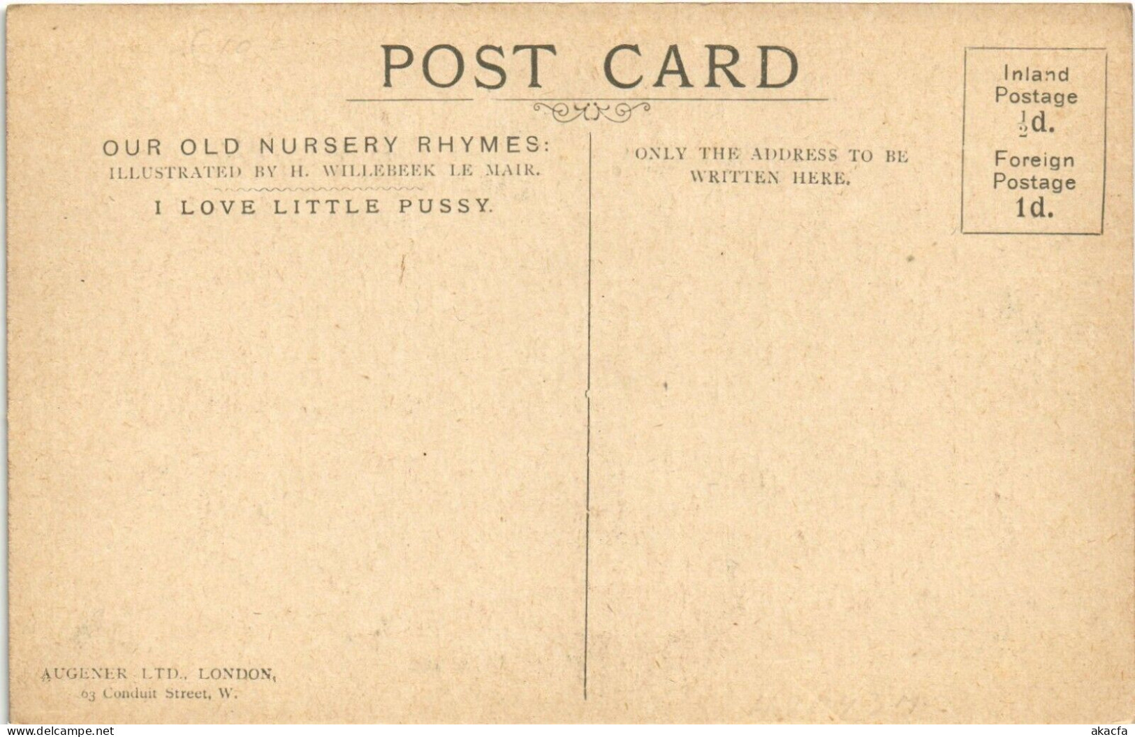 PC WILLEBEEK LE MAIR ARTIST SIGNED I LOVE LITTLE PUSSY Vintage Postcard (b52491) - Le Mair